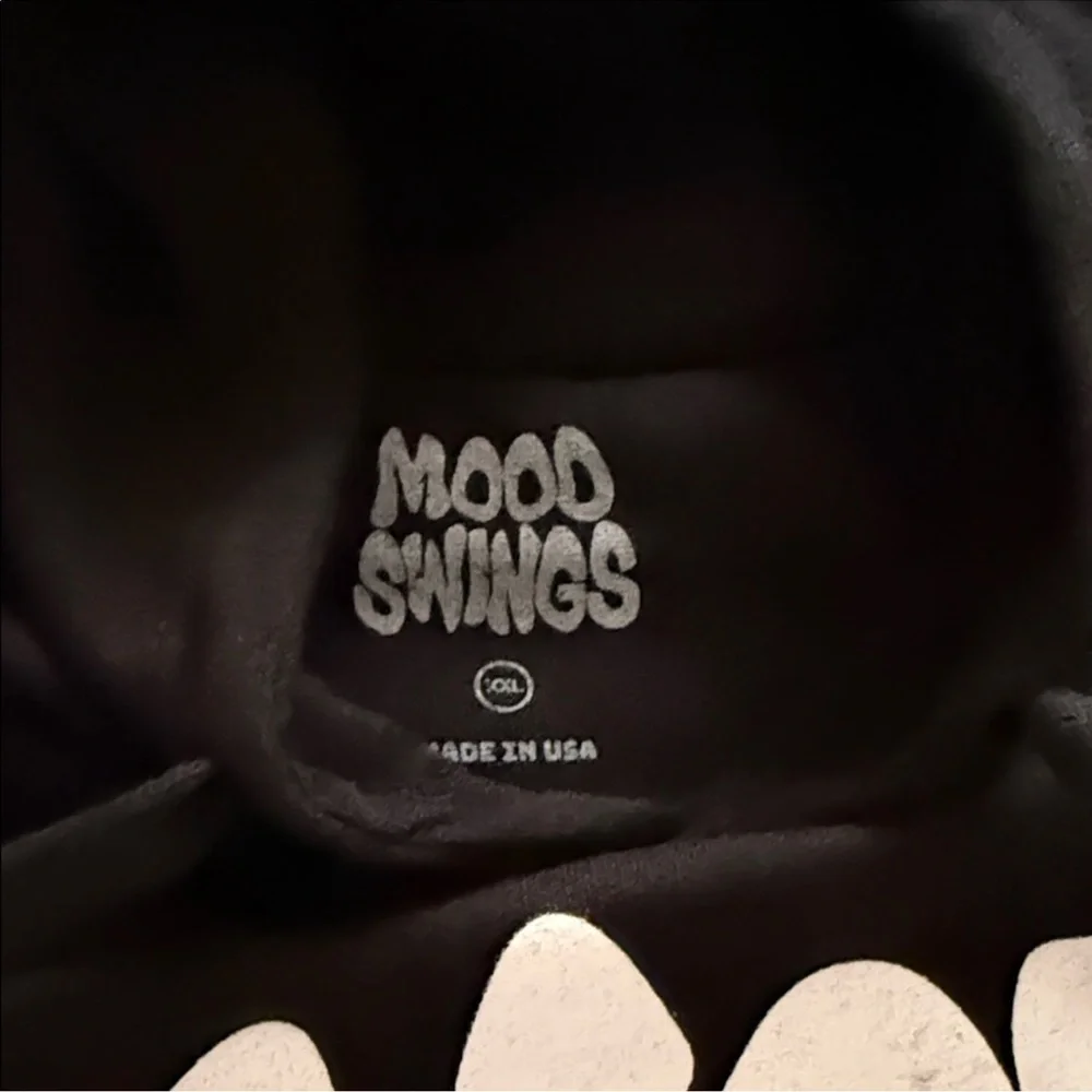 Mood Swings hooded sweatshirt- Black with White Print - Picture 2 of 3
